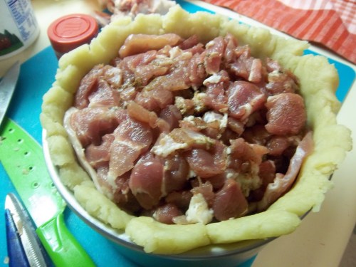 Uncooked meat pie
